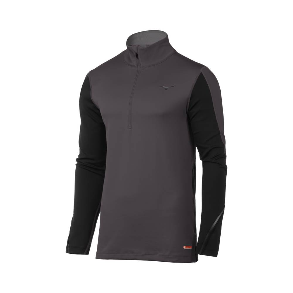 Panske Base Layer Mizuno Breath Thermo® Half Zip Tmavo Siva/Čierne Vypredaj DYSF28673